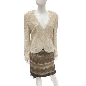 VTG Emanuel Ungaro Paris Blazer Women’s SZ M Silk Heavily Beaded Flower Pattern